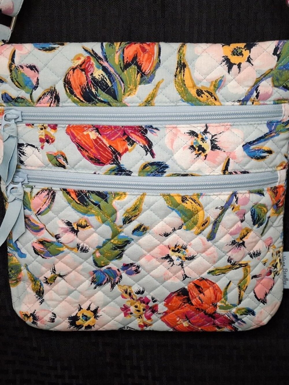 Vera Bradley Sea Air Floral Triple Zip Hipster Purse Bag